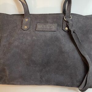 Luxe Designer M.I.L.A Gray Suede Tote Bag